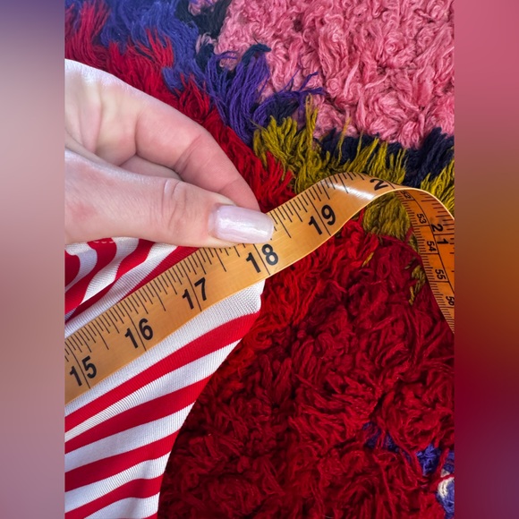 90s Vintage Bisou Bisou Red & White Horizontal Stripe Body Con Dress - Picture 7 of 12